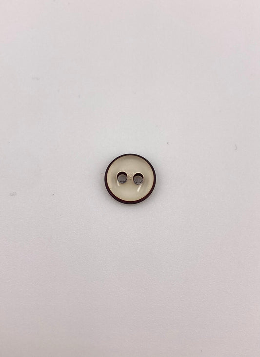 Clear Button with Dark Brown Rim, 11mm, 2-holes