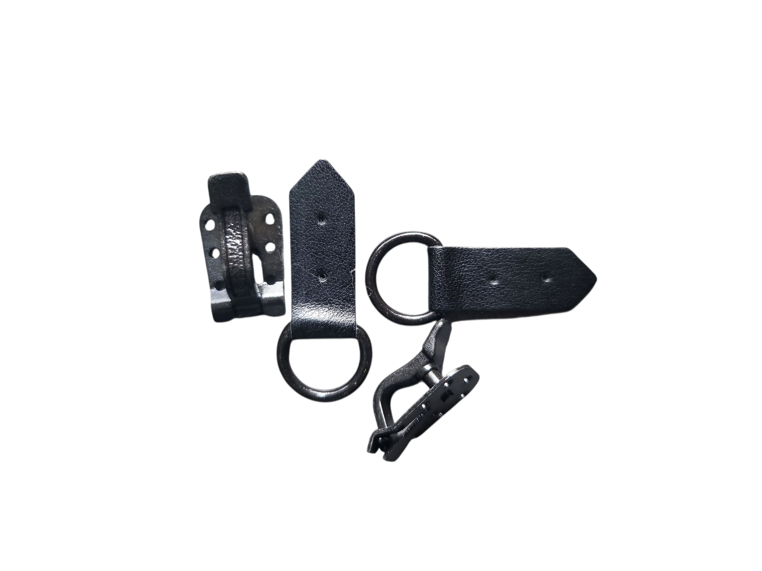 Adjustable snap fastener with Leather strap for Fur, Black