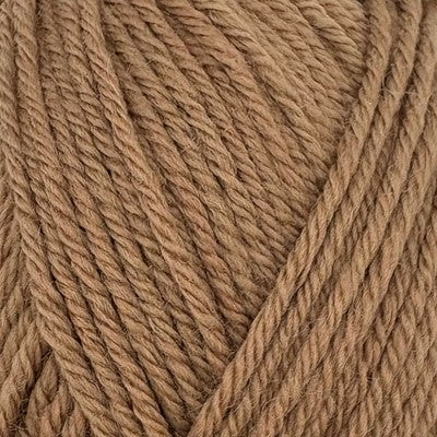 Close-up of Stylecraft Naturals Pure Wool DK yarn in Mocha, showing its twisted 100% wool texture.
