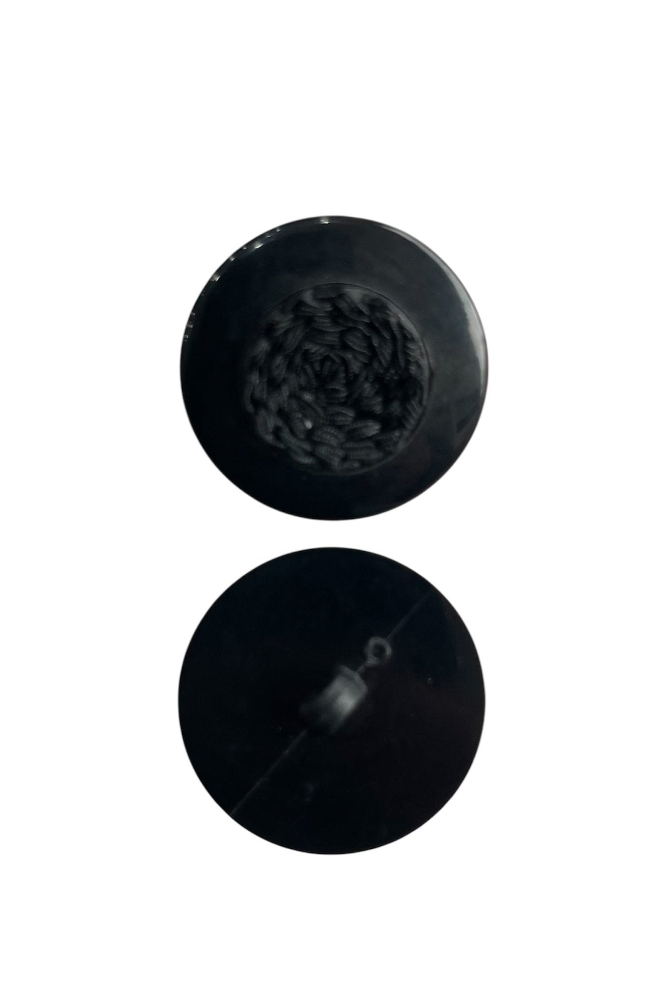 Black Button with Embroidered Centre, 27mm, 1 - hole at back - Galedi Pins