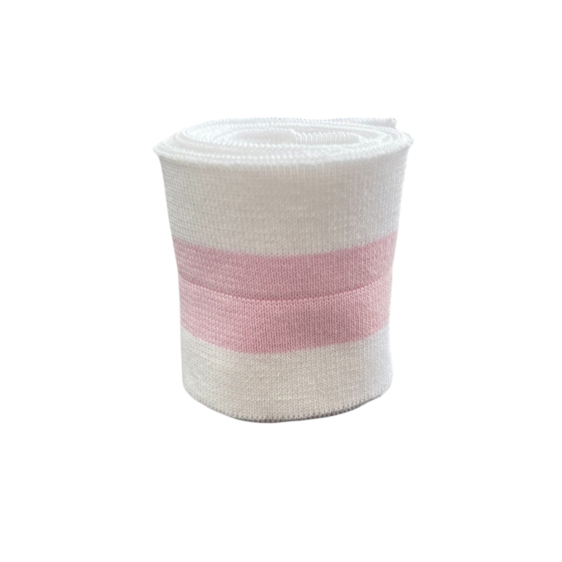 Galedi Pins Knit Rib Stretch Cuff Fabric – White & Pink 8cm x 140cm