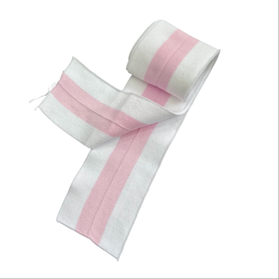 Galedi Pins Knit Rib Stretch Cuff Fabric – White & Pink 8cm x 140cm