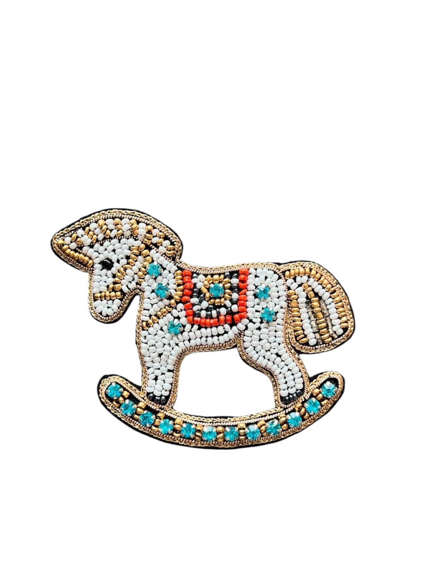 Beaded Brooch – Handcrafted Artisan Pin by Galedi Pins with Crystal & Pearl Beads