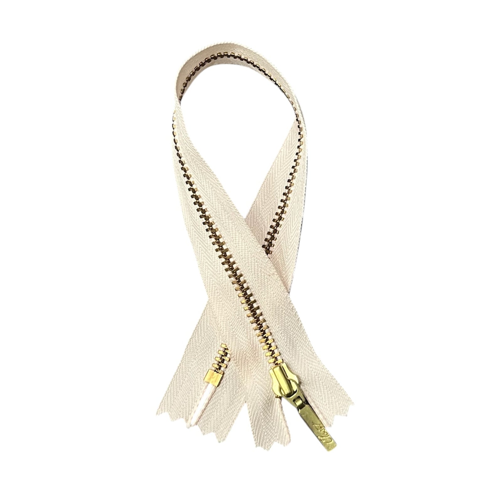 YKK Gold/ Brass Metal Closed End Zip, 25cm/ Many Colours Available