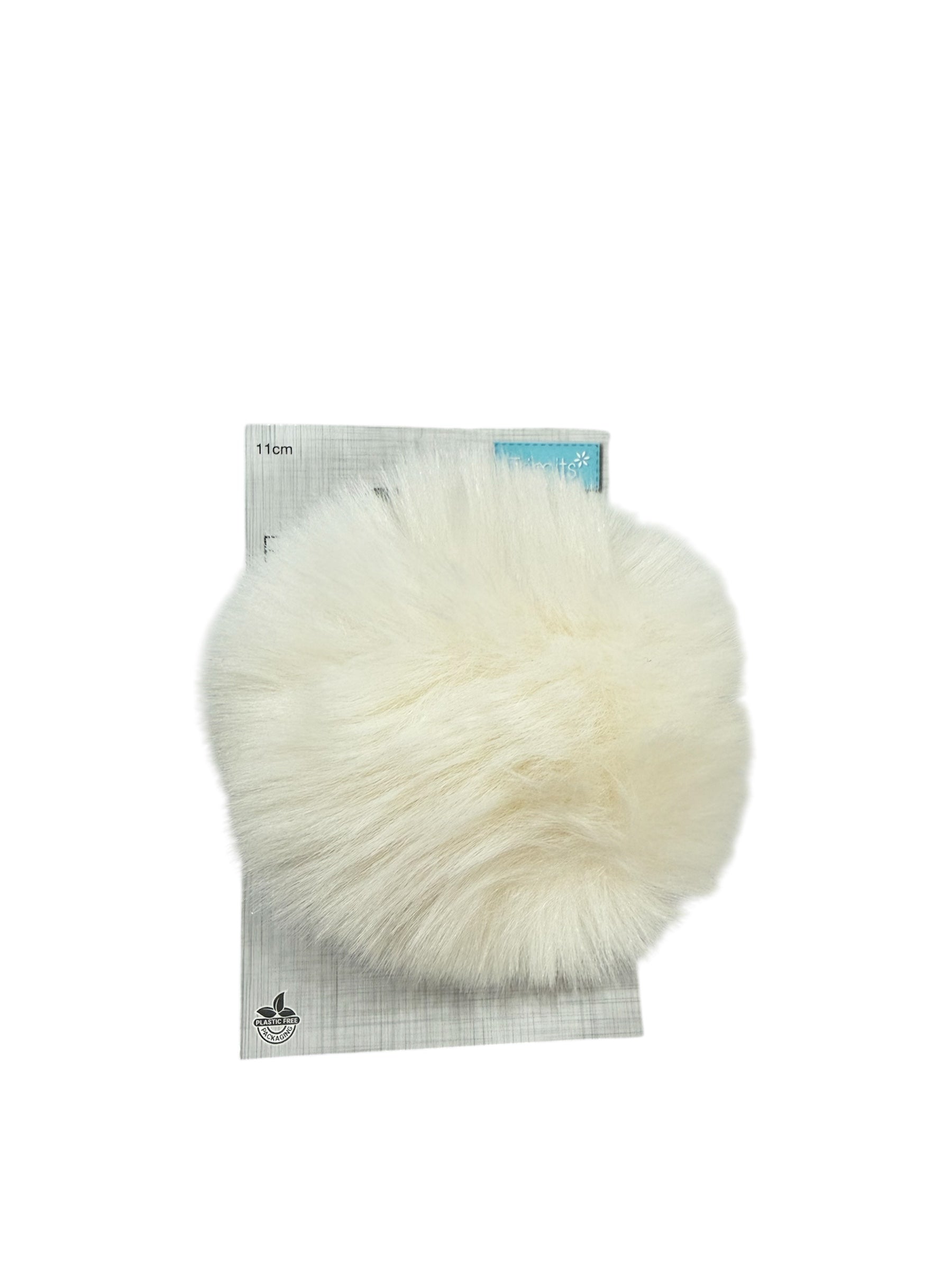 Trimits 11cm faux fur pompon in cream.