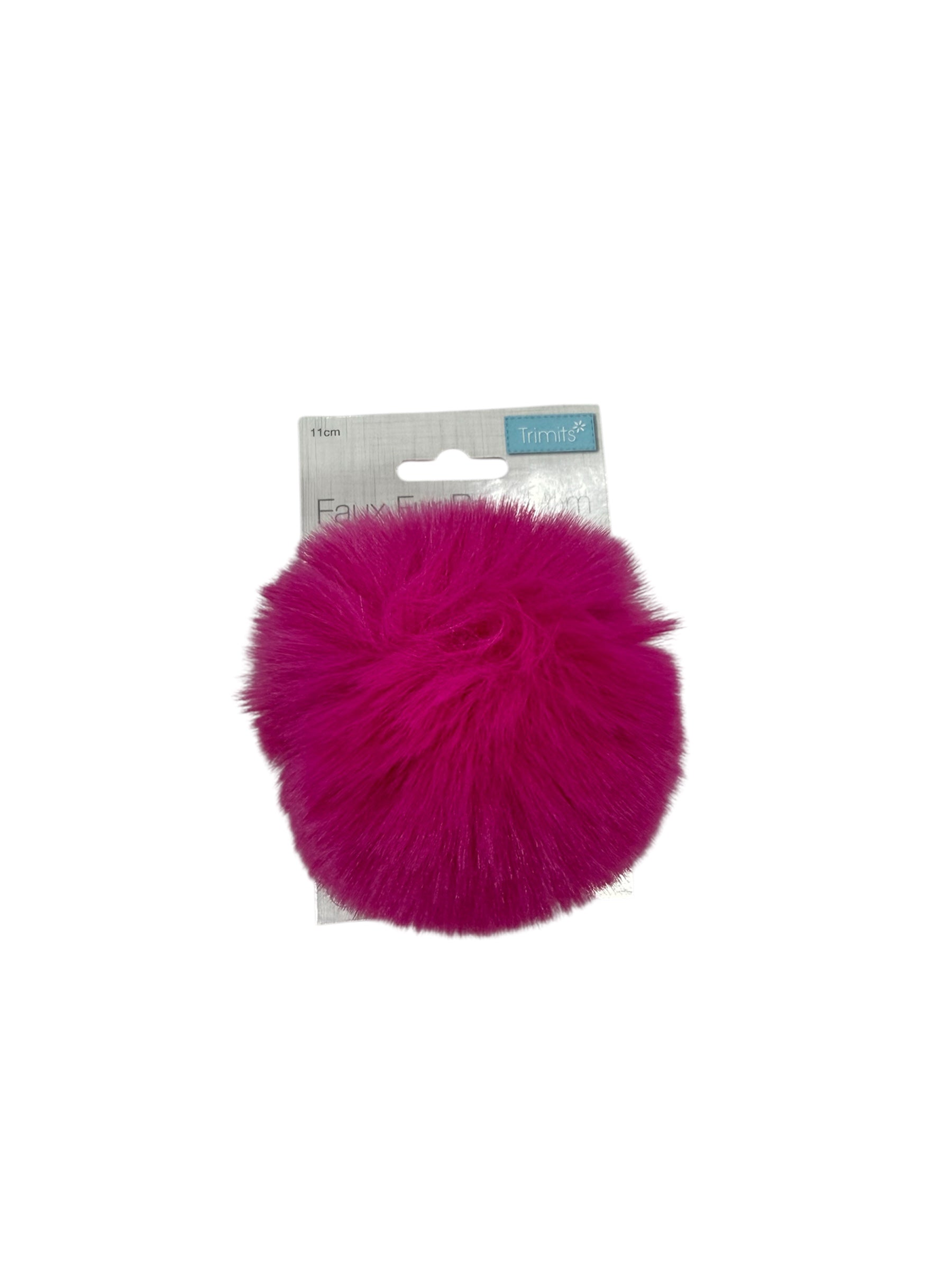 Trimits 11cm faux fur pompon in bright pink.