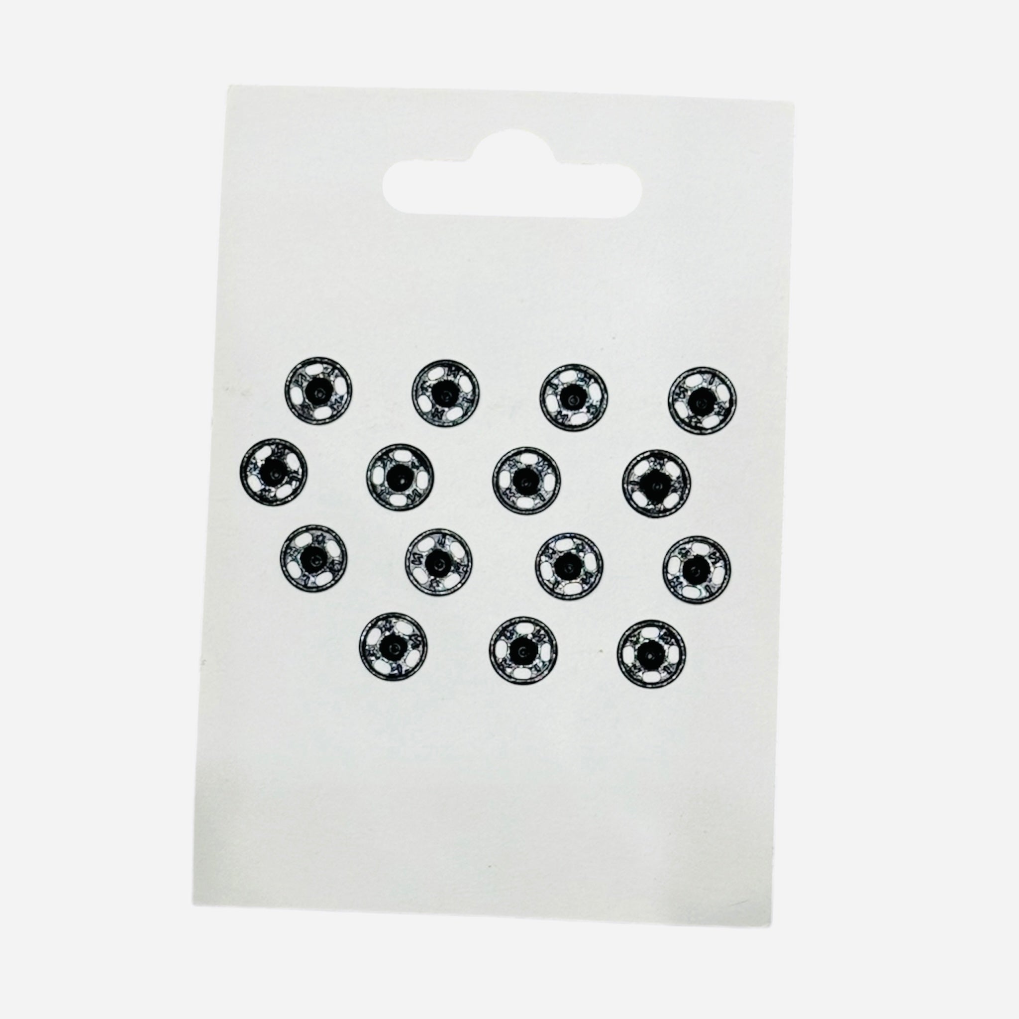 Polysew Black Metal Snap Fasteners - 9mm Sew-On Press Studs