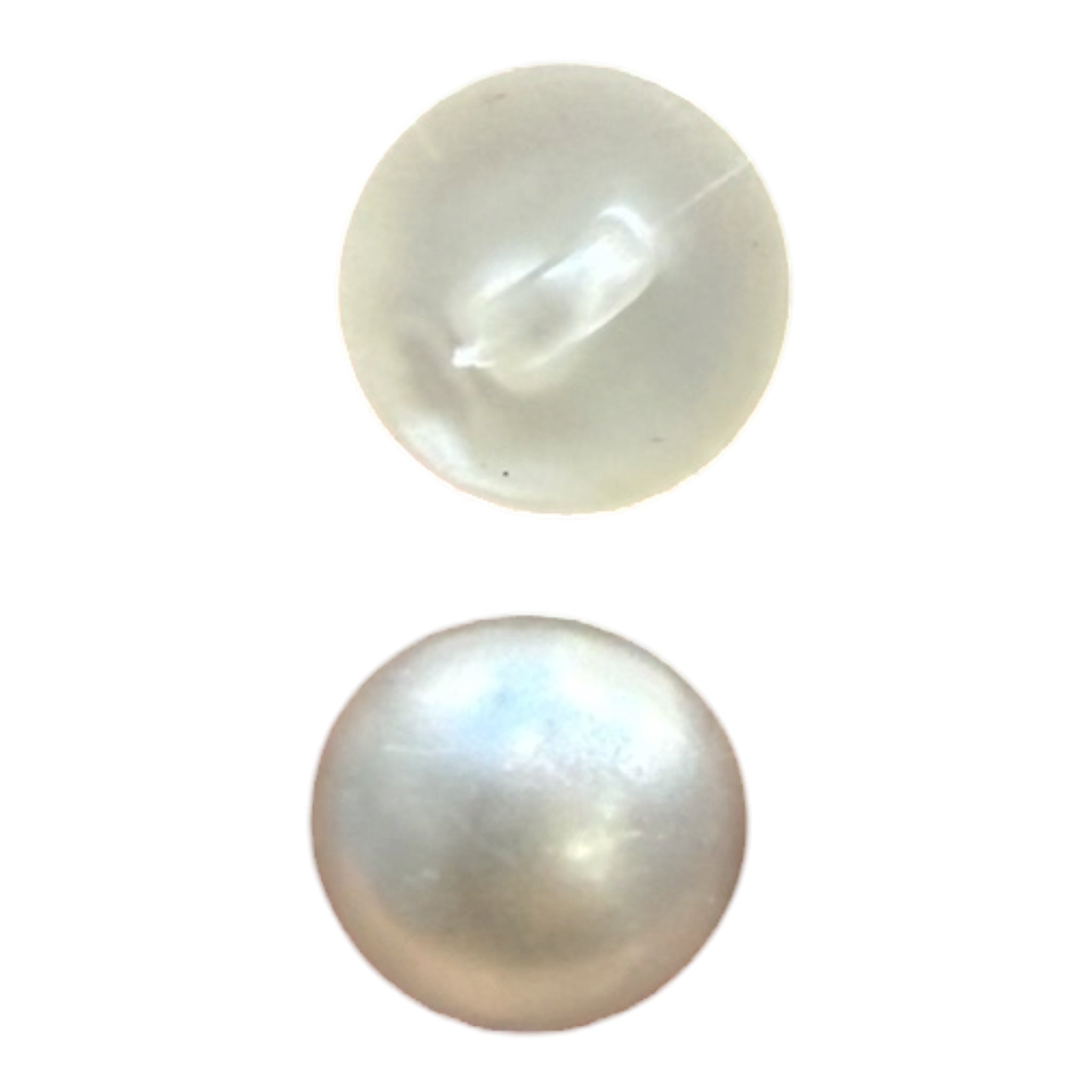 White Acrylic Pearl Buttons - Flat Bottom, 7mm, 9mm , 12mm Sizes