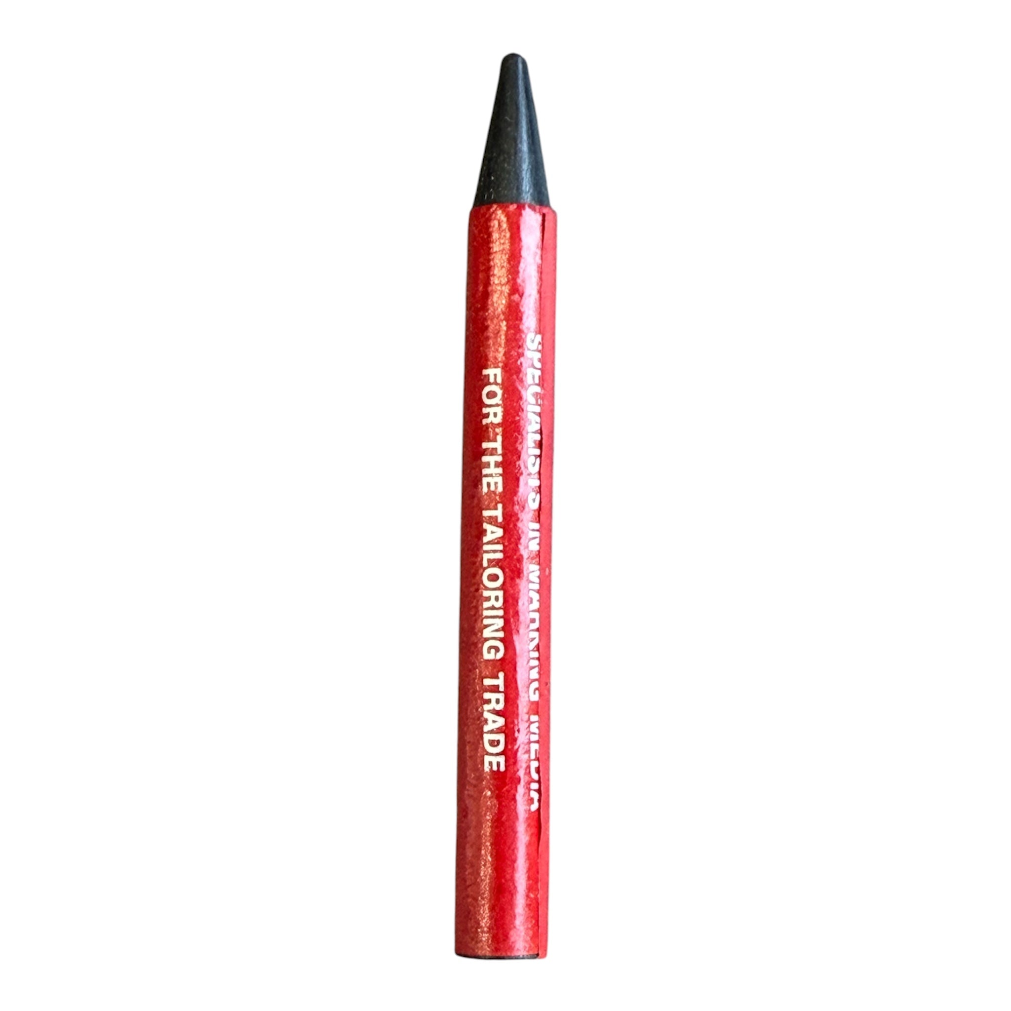 Black wax pencil with a red peel-off wrap for the tailoring trade.