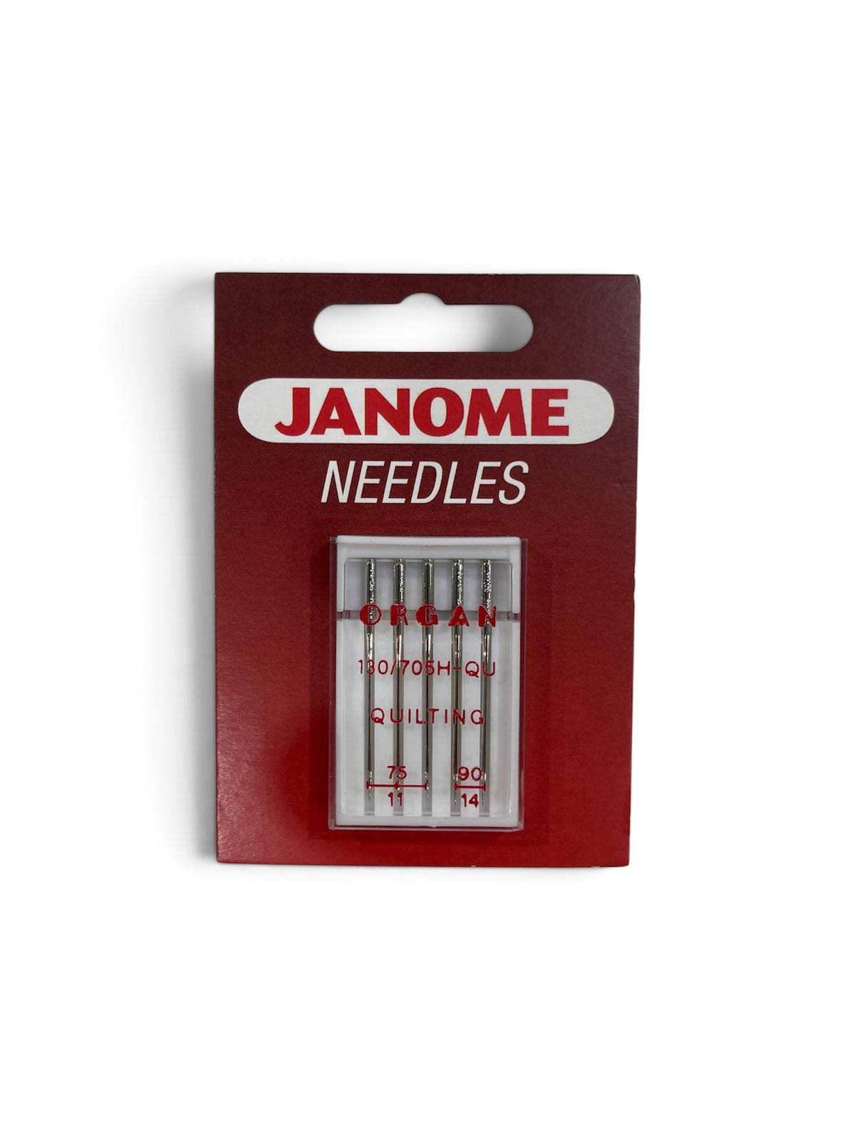 Janome Quilting Sewing Machine Needles pack, sizes 75/11 and 90/14, 130/705H-QU system.