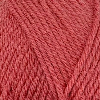 Close-up of Stylecraft Naturals Pure Wool DK yarn in Pink Rhubarb, showing its twisted texture.