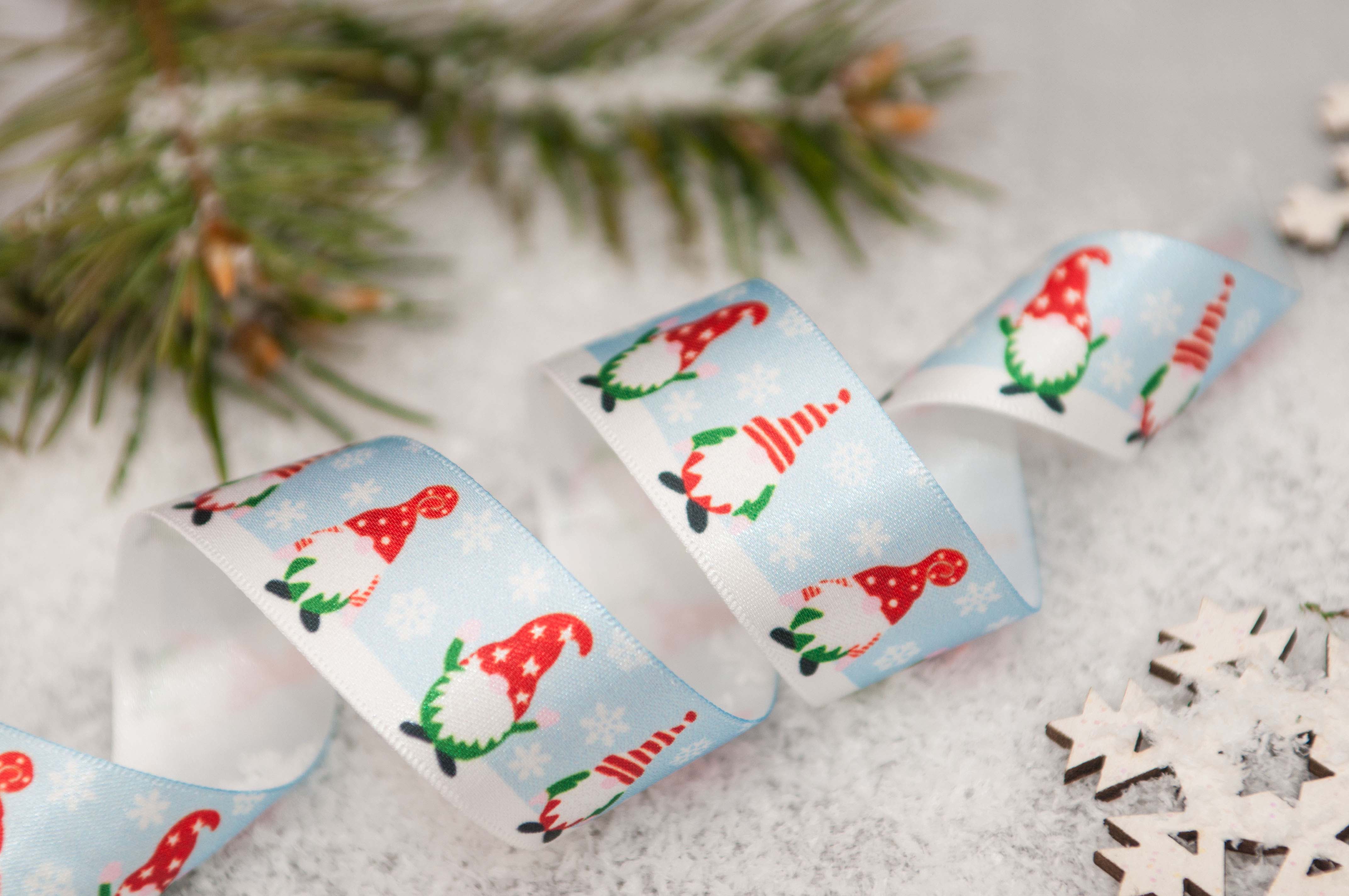 Berisfords Christmas Gonk Ribbon – 1m x 25mm Blue Polyester