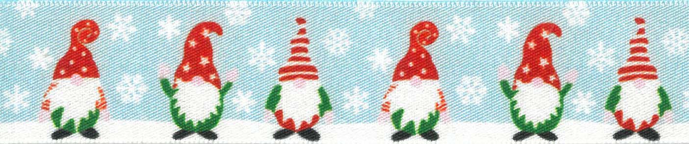 Berisfords Christmas Gonk Ribbon – 1m x 25mm Blue Polyester