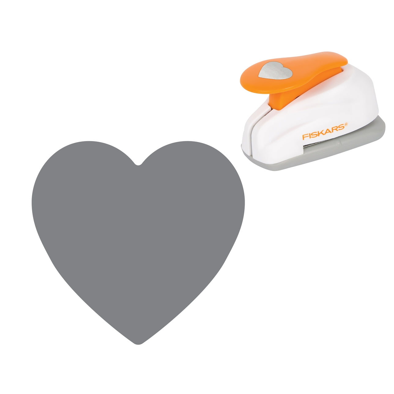 Fiskars heart lever punch with a gray heart cutout.
