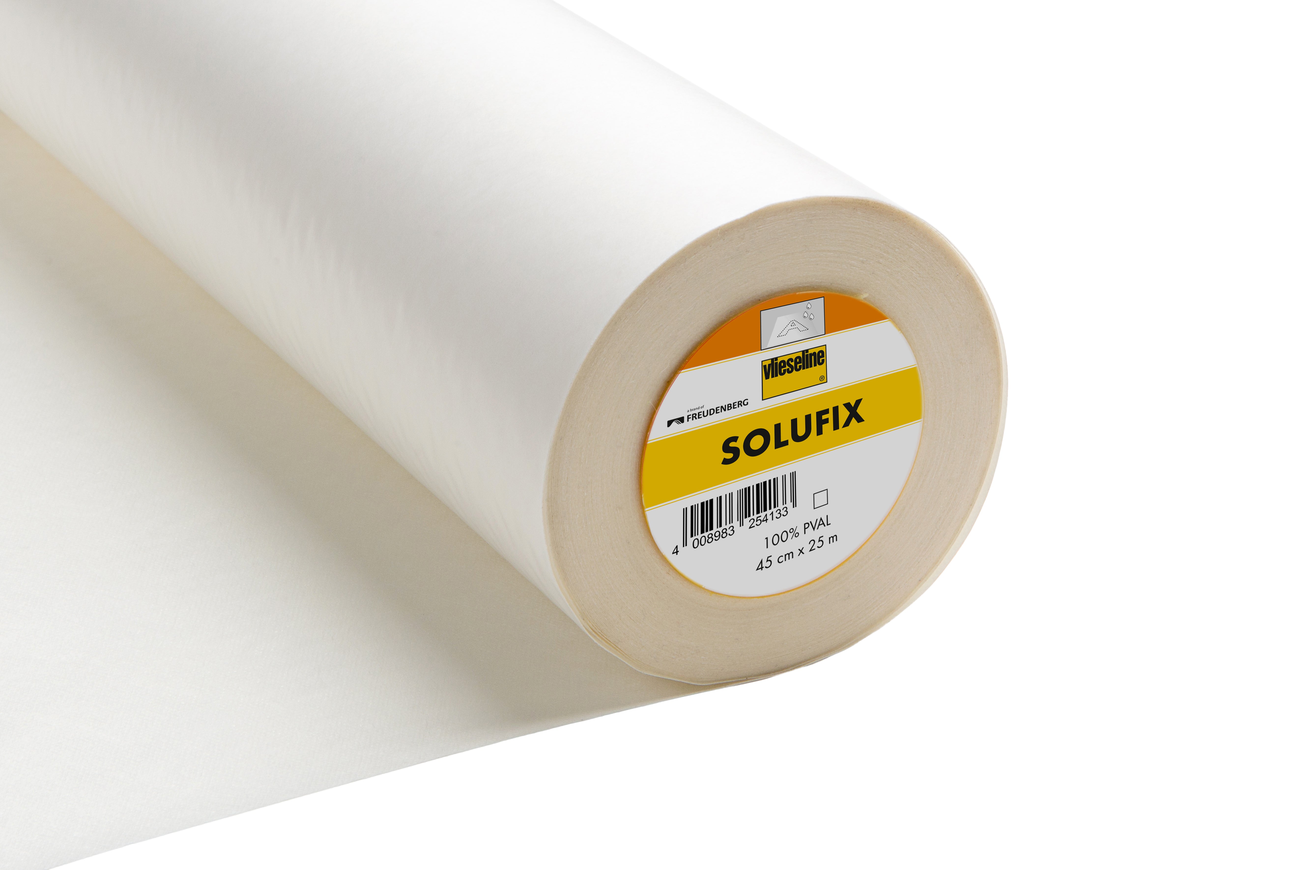 Roll of Vlieseline Solufix white water-soluble embroidery stabilizer, 45cm wide.