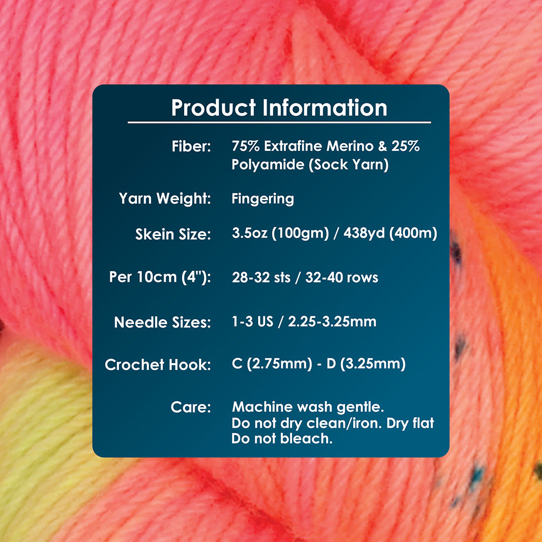 Product information for Terra sock yarn, a fingering weight merino and polyamide blend.