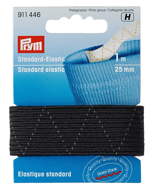 Standard elastic, 25mm, black or white, 1m