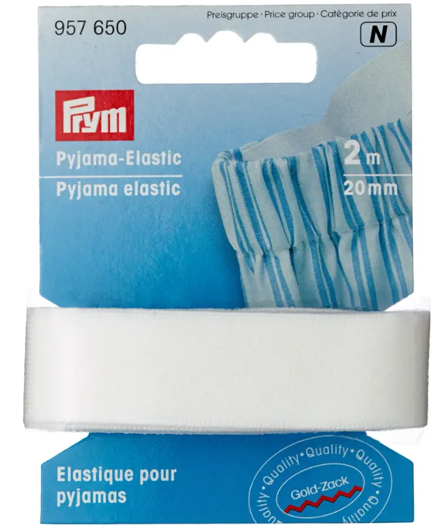 Pyjama elastic, 20mm, white, 2m