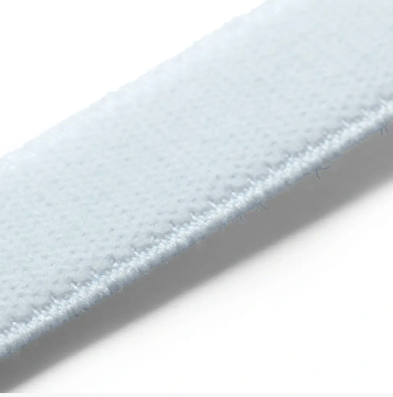 Velour elastic, 20mm, white, 1m or 10m