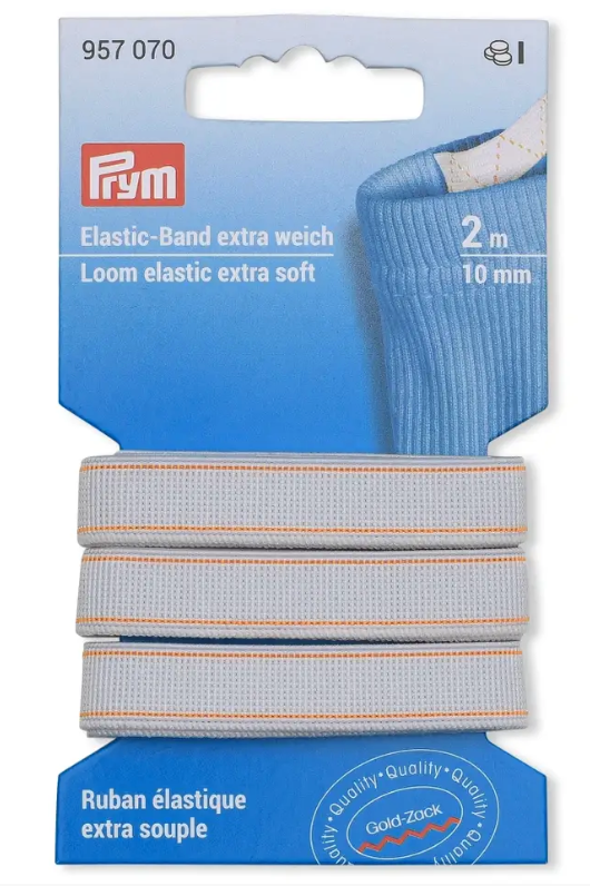 Loom elastic, extra soft, 10mm or 15mm, white, 2m