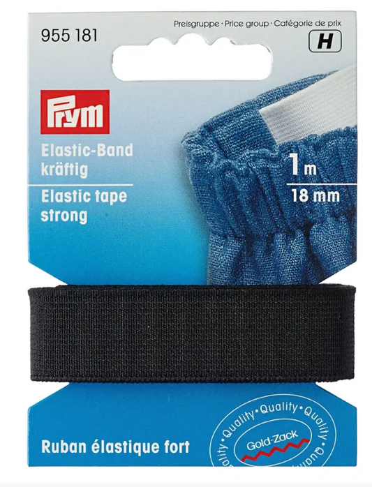 Elastic tape, strong, 18mm, white or black, 1m