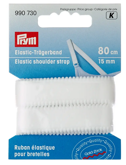 Elastic shoulder strap, 15mm, white, 80cm