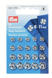 Snap fasteners, 6-11mm, 20pc