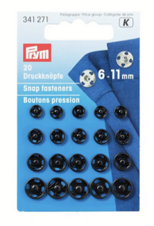 Snap fasteners, 6-11mm, 20pc