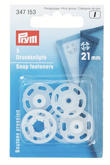 Snap fasteners, 15mm, transparent