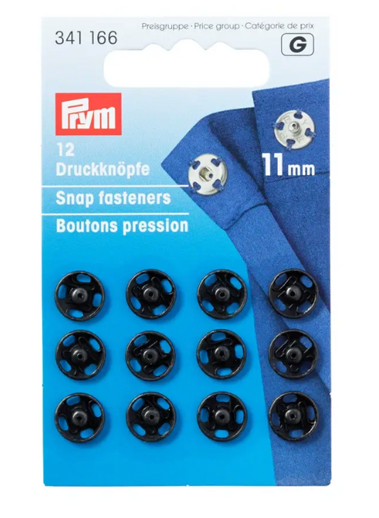 Snap fasteners, 11mm, black