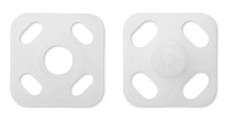 Snap fasteners square, 9mm, white