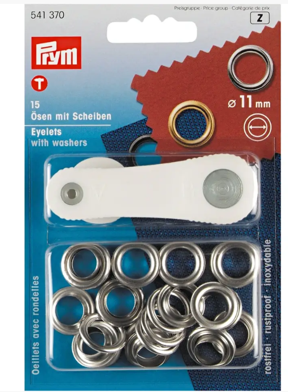 Eyelets and washers, 11.0mm, silver-coloured