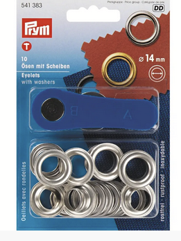 Eyelets and washers, 14.0 mm, silver-coloured