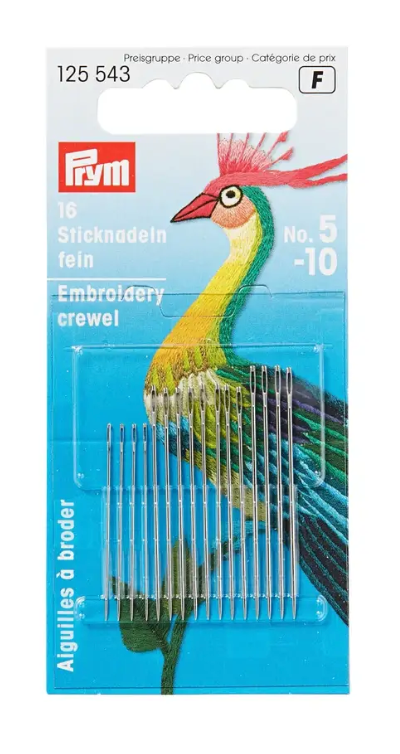 Crewel needles, No. 3-9/ 5-10, assorted, 16pc