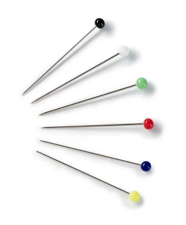 Glass-headed pins, 0.60 x 30mm, multi-colour, 10g