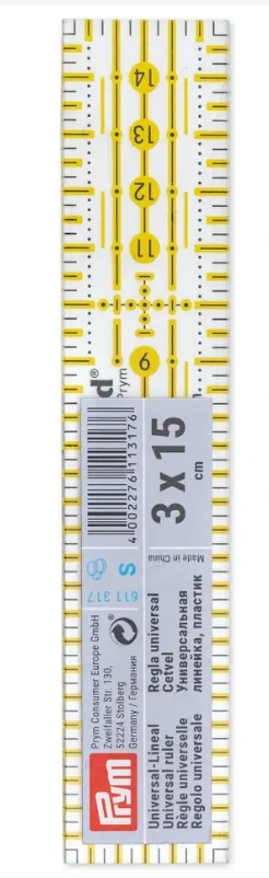 Universal ruler, 3x15cm