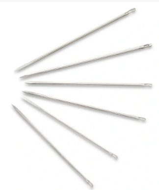 Leather needles, No. 3-7, assorted, silver-coloured