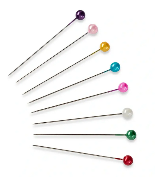 Pearl-headed pins 0.58 x 40 mm multi-colour assorted, card with box