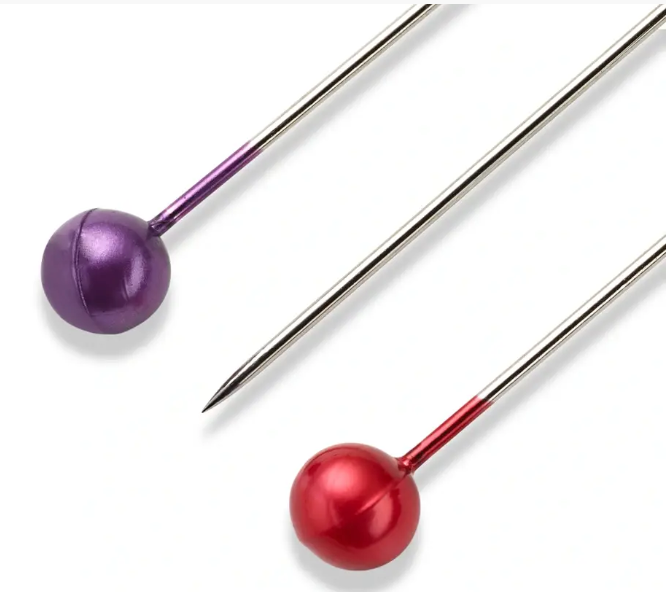 Pearl-headed pins 0.58 x 40 mm multi-colour assorted, card with box