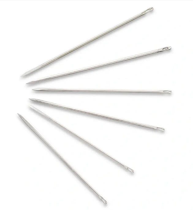 Leather needles, No. 7, 0.70 x 36mm, silver-coloured