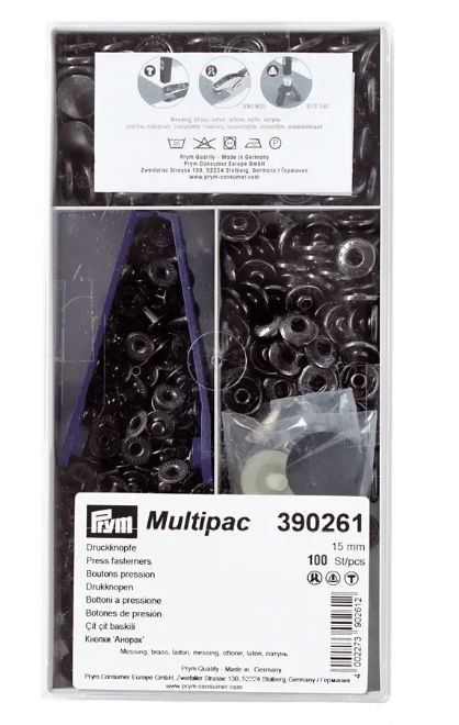 Non - sew press fastener anorak, 15mm, black oxydized - Galedi Pins