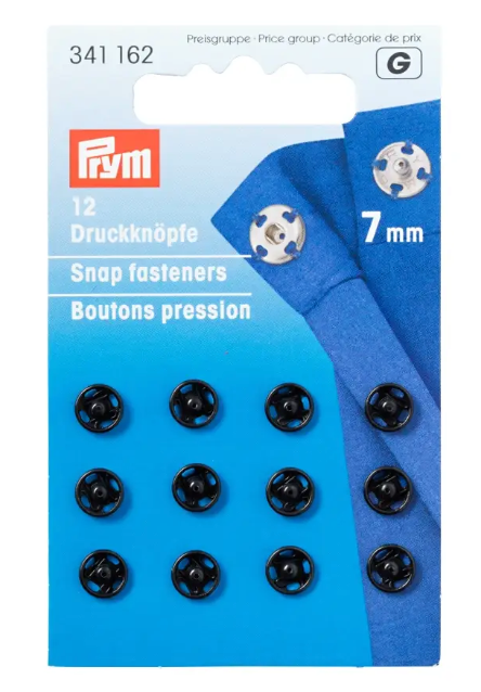 Snap fasteners, 7mm, black