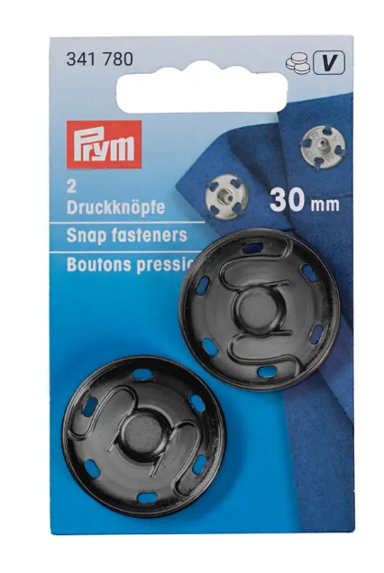 Sew-on snap fasteners, 30mm