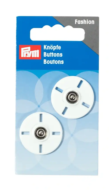 Snap fasteners, 25mm, white