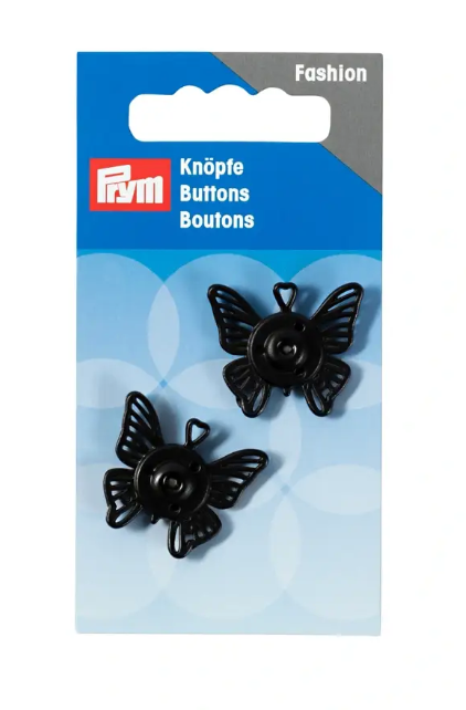 Snap fasteners, 25mm, butterfly, black