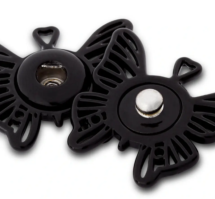 Snap fasteners, 25mm, butterfly, black