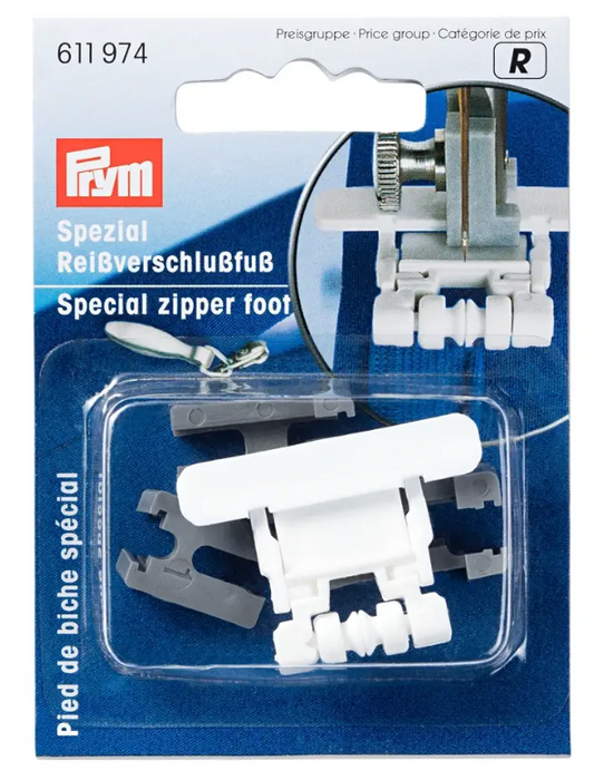 Zip fastener foot for sewing machine, for invisible zip fasteners