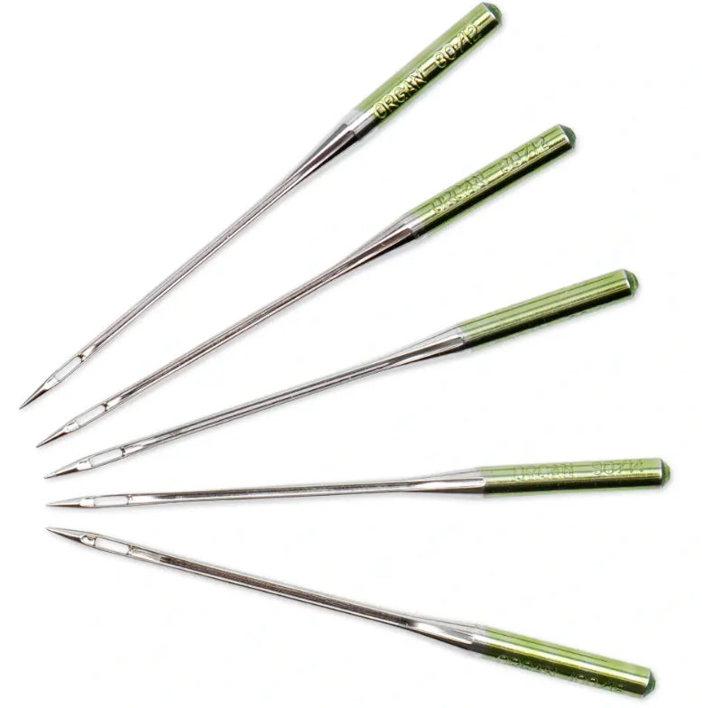 Special topstitch and metallic sewing machine needles with flat shank