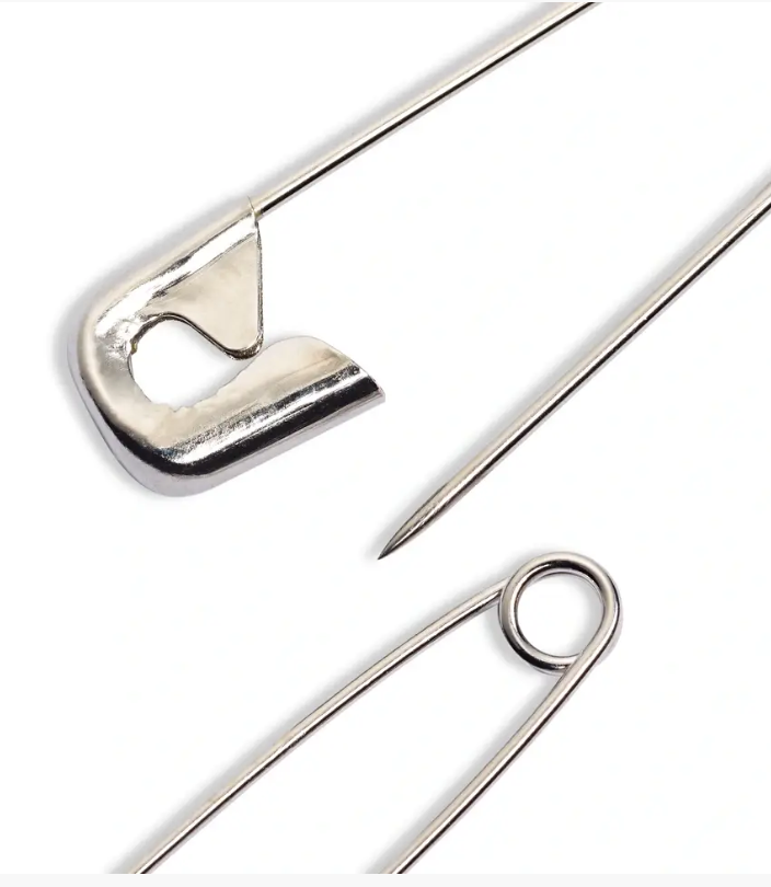 Safety pins, 50mm, assorted, silver-coloured, 12 items