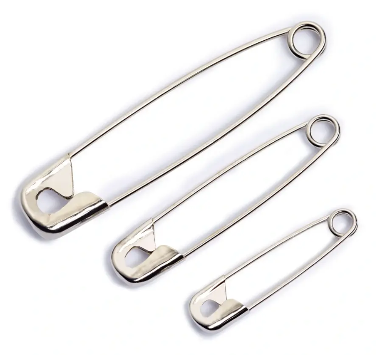 Safety pins, 27/38/50mm, assorted, silver-coloured, 24 items